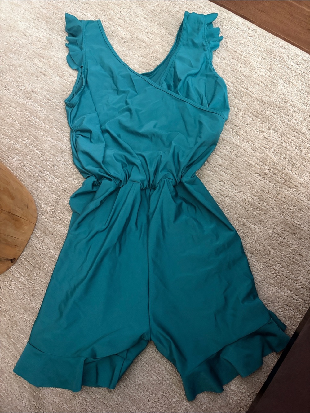 Teal Ruffle Swim Romper